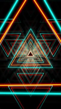 Vertical VJ Loop - Neon Cyber Room - Teal & Orange -  10sec 4K 60FPS Seamless, royalty free, no text/people. 10-60sec versions, 10+ colors. Blender + Resolve.