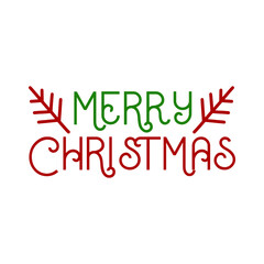Merry Christmas typography clip art design on plain white transparent isolated background for card, shirt, hoodie, sweatshirt, apparel, card, tag, mug, icon, poster or badge
