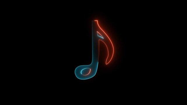 Eighth Note Music Symbol Neon Loop - Blue Glowing Abstract Rhythm
