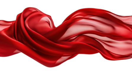 Vibrant red flowing silk fabric with elegant waves