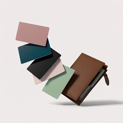 Obraz premium Stylish leather wallet with colorful cards for finance and organization use