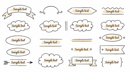 Versatile Collection of Hand-Drawn Sketchy Frames, Banners, and Text Boxes – Doodle Style Graphic Elements for Creative Design Projects and Labels