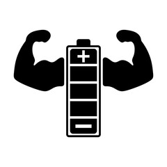 Strong Battery Power Vector Illustration. Ideal for fitness themes, gym branding, sports energy concepts, battery power icons, motivation graphics and technology related projects.