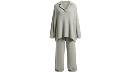 Light green knit pajama set isolated on transparent background for womens sleepwear