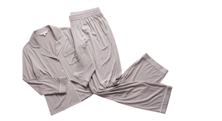 Cozy light brown pajama set isolated on transparent background for relaxation