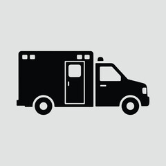 Silhouette ambulance car emergency medical vehicle service vector illustration