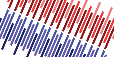 Diagonal lines of red and blue bars on white background