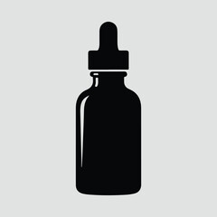 Silhouette bottle dropper minimalist black liquid pharmaceutical vector illustration