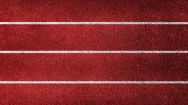 Red running track with white lane lines top-down view perfect for sports and athletics backgrounds