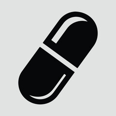 Silhouette capsule pill black medical icon isolated vector illustration
