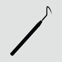 Silhouette dental pick vector illustration for oral hygiene concept