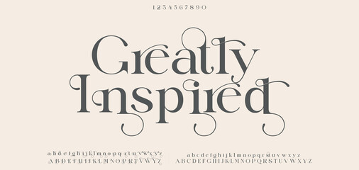 Elegant Font Uppercase Lowercase Number And Ampersand. Classic Lettering Minimal Fashion Designs. Typography modern serif fonts regular decorative vintage concept. vector illustration. 