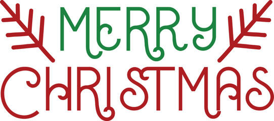 Merry Christmas typography clip art design on plain white transparent isolated background for card, shirt, hoodie, sweatshirt, apparel, card, tag, mug, icon, poster or badge