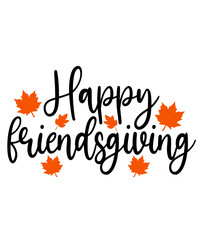 Happy Friendsgiving Thanksgiving typography clip art design on plain white transparent isolated background for card, shirt, hoodie, sweatshirt, apparel, card, tag, mug, icon, poster or badge