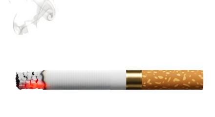 Lit Cigarette with Ash and Smoke Filtered and Burning Tobacco