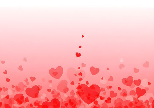 Floating Red and Pink Heart Background with Gradient
