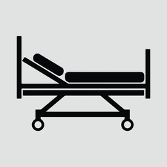 Silhouette hospital bed medical equipment for patient vector illustration