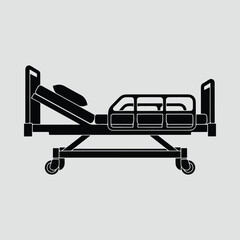 Silhouette hospital bed with pillow side view medical equipment vector illustration