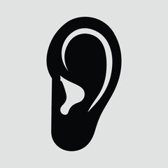 Silhouette human ear anatomy medical organ listening vector illustration