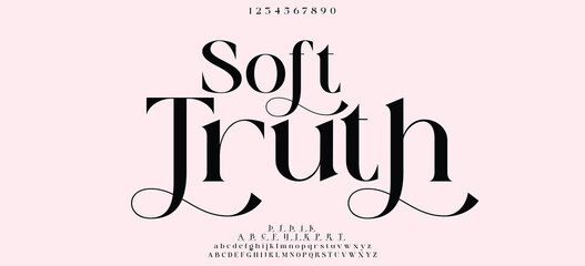 Elegant Font Uppercase Lowercase Number And Ampersand. Classic Lettering Minimal Fashion Designs. Typography modern serif fonts regular decorative vintage concept. vector illustration.  © DesignerST