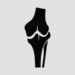 Silhouette knee joint anatomy black and white graphic vector illustration