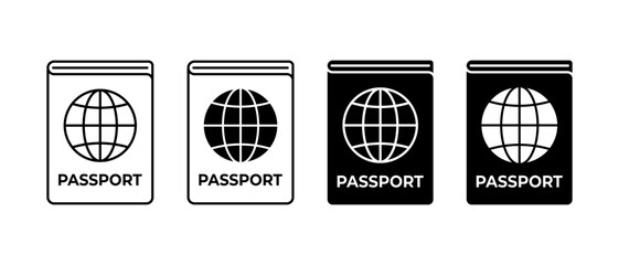 Passport Vector Icons Set. Travel International Document Symbols in Flat Style