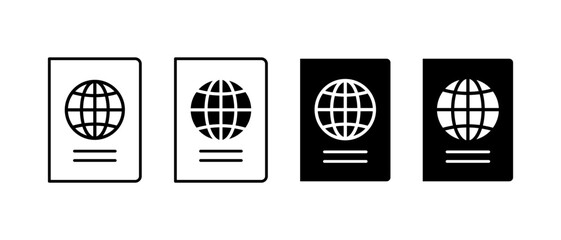 Passport Vector Icons Set. Travel International Document Symbols in Flat Style