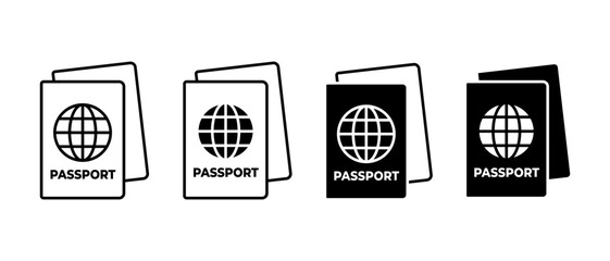 Passport Vector Icons Set. Travel International Document Symbols in Flat Style