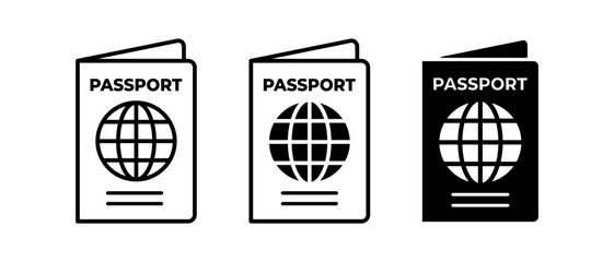 Passport Vector Icons Set. Travel International Document Symbols in Flat Style