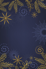Christmas modern blue dark  background with golden elements .Vector illustration with copy spaces