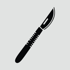 Silhouette scalpel medical surgical instrument sharp blade vector illustration