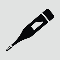 Silhouette thermometer medical device for measuring body temperature vector illustration