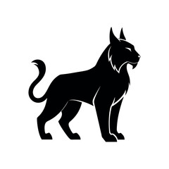 Lynx Black Silhouette Line Art Vector Illustration