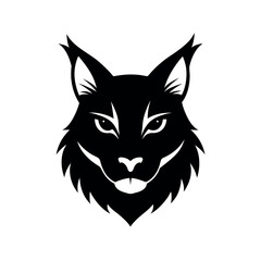Lynx Head Black Silhouette Line Art Vector Illustration