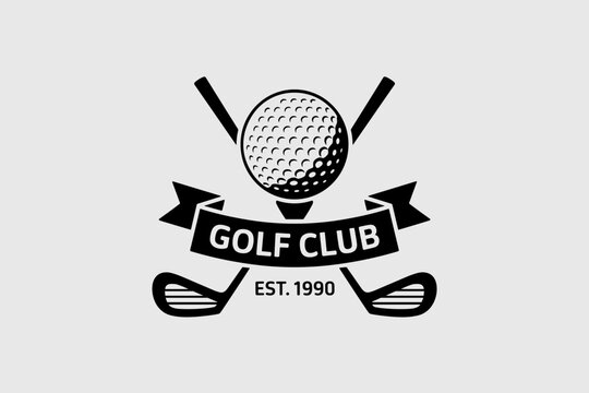 Classic Golf Club Logo Featuring Established Year and Crossed Clubs in Bold Monochrome Design - Powered by Adobe
