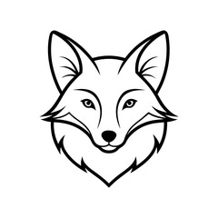 Obraz premium Arctic Fox Head Outline Line Art Vector Illustration