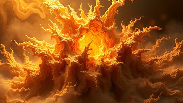 A gravity-defying golden fractal structure engulfed in chaotic energy waves, radiating molten brilliance.