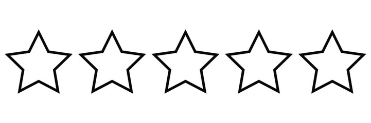 Five-Star Rating Icons Set – Outline and Solid Star Symbols for Quality Review and 
Achievement Badges