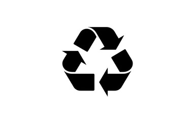 Universal Recycle Symbol in Black on White Background Promoting Sustainability and Environmental Responsibility with Arrows in Circular Motion