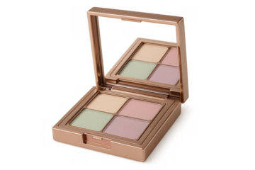Face corrective concealer palette with different color correctors and mirror, professional beauty cosmetic products