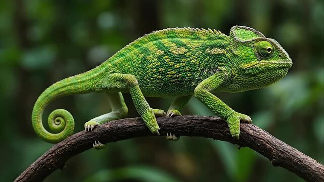  Veiled Chameleon on a Branch. Chamaeleo calyptratus.