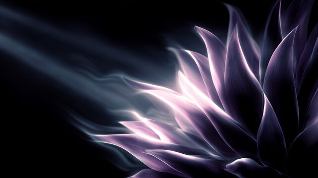 A luminous organic petal like structure portrayed as an evolving form symbolizing growth transformation and a surreal conceptual design.
