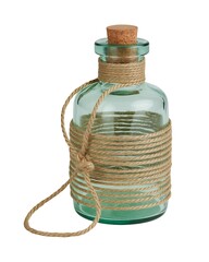 Decorative Glass Bottle with Jute Rope and Cork Stopper Artistic Home Decor Element