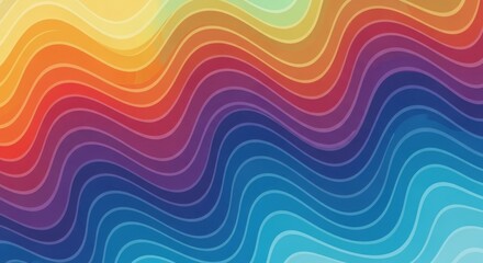 Vibrant rainbow waves abstract background with subtle contour lines