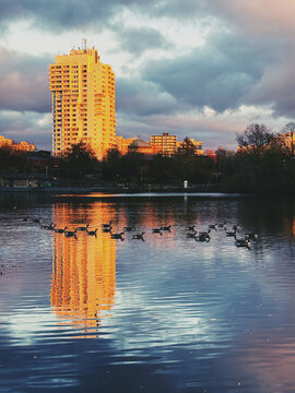 Abendrot im Kieler Stadtteil Mettenhof