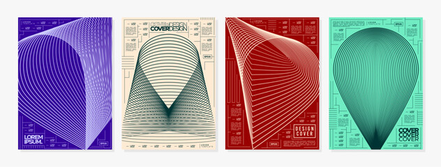 Modern abstract line pin point cover design set