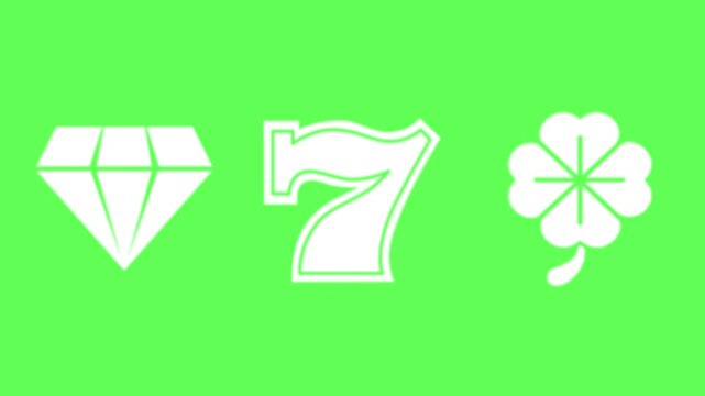 Playful icons showcase lucky seven, diamond, and four leaf clover charm