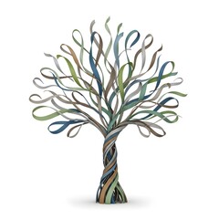 Abstract stylized tree made of swirling lines or wire, modern minimalist design. Perfect for Christmas decorations, holiday art or creative festive concepts