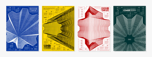 Futuristic dynamic line cog gear abstract cover set