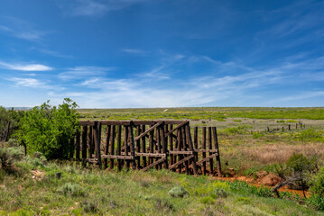 Abandoned Chicago, Rock Island & Pacific railroad Timber bridge over the San Jon Creek - Quay County, New Mexico
